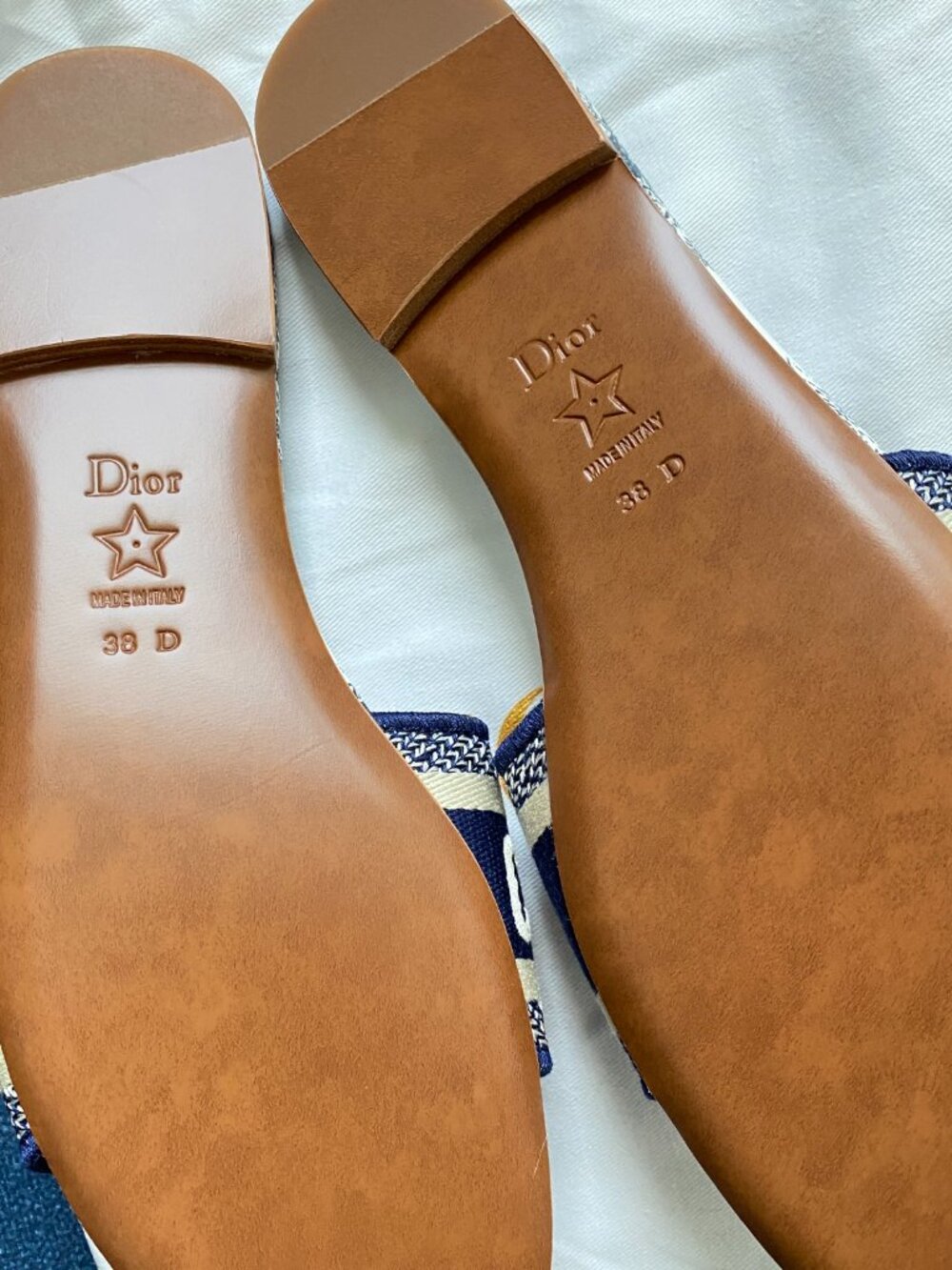 Dior Dway Blue Embroidered Cotton Logo Slides - Picture 4 of 5